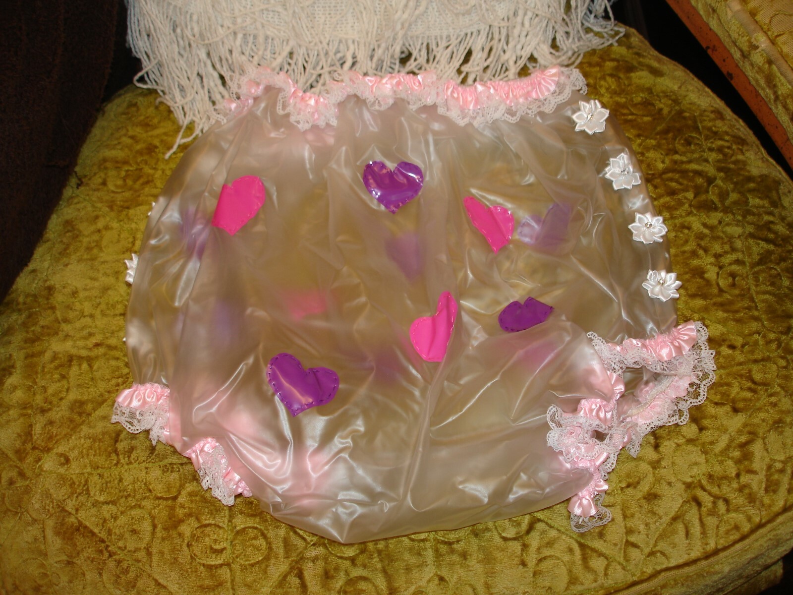 plastic pants adult size large new semi transparent custom designed 