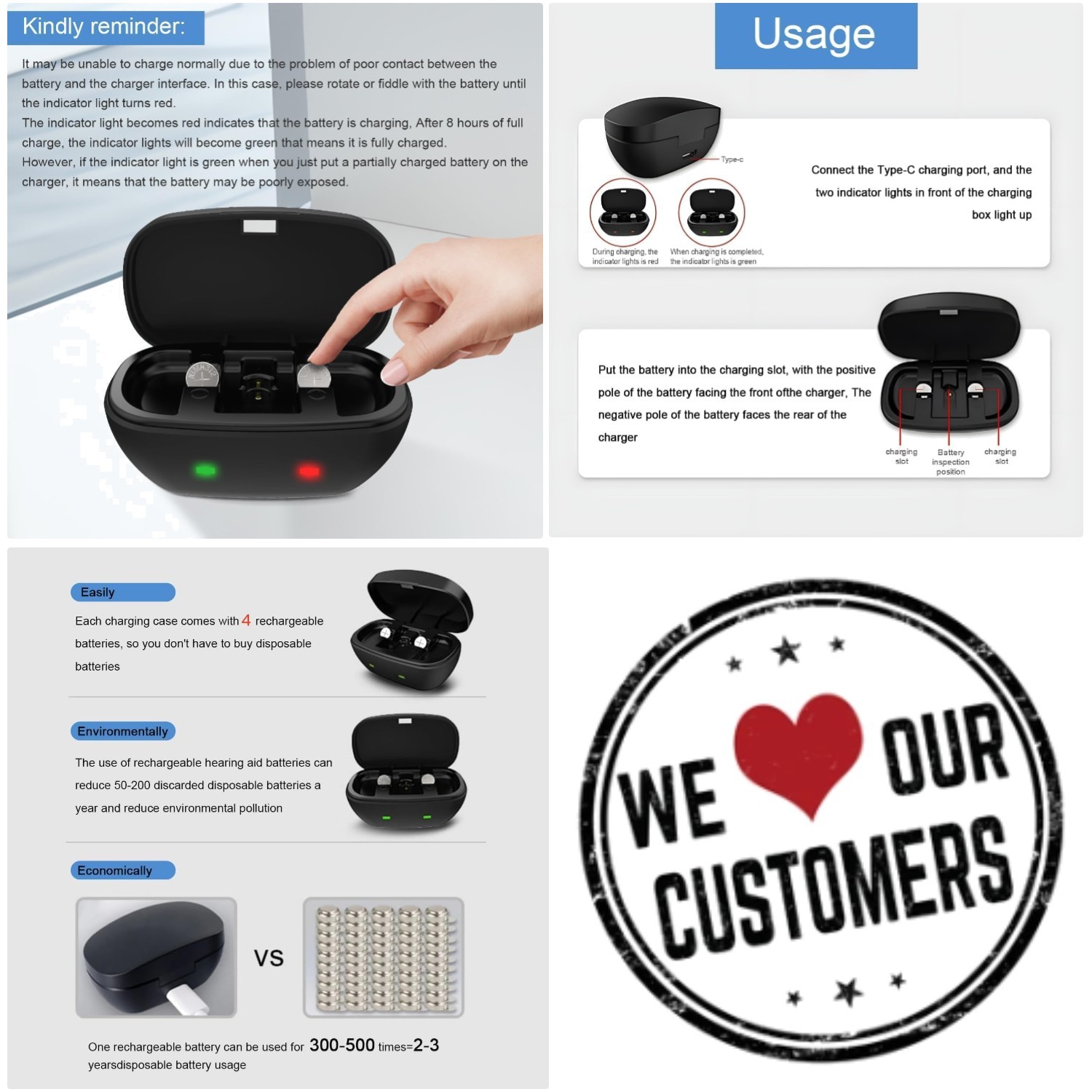 Rechargeable 312 Hearing Aid Battery Pack/-