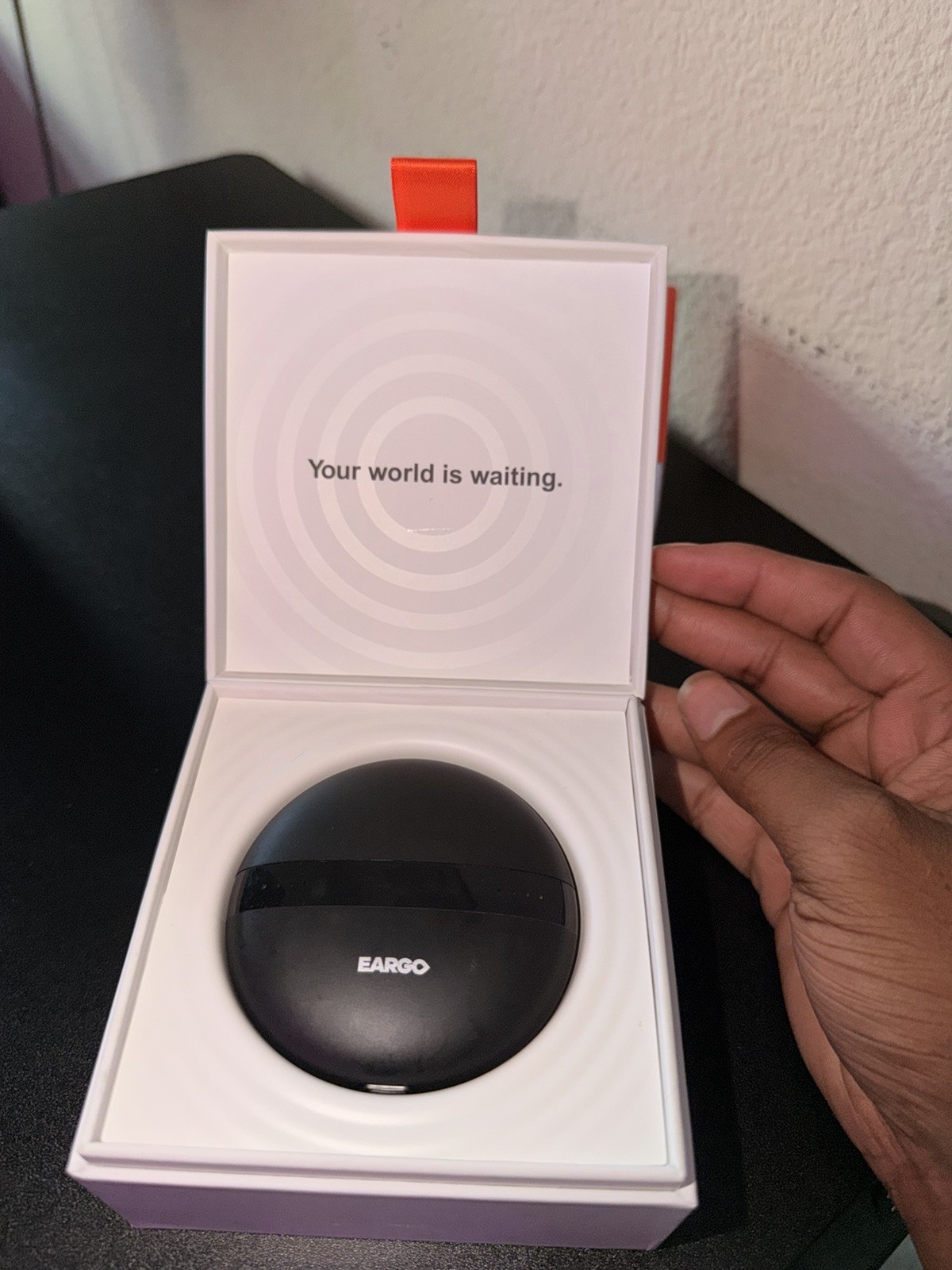 Eargo 6 Rechargeable Hearing Aid, Charging Case, Black, Original Box