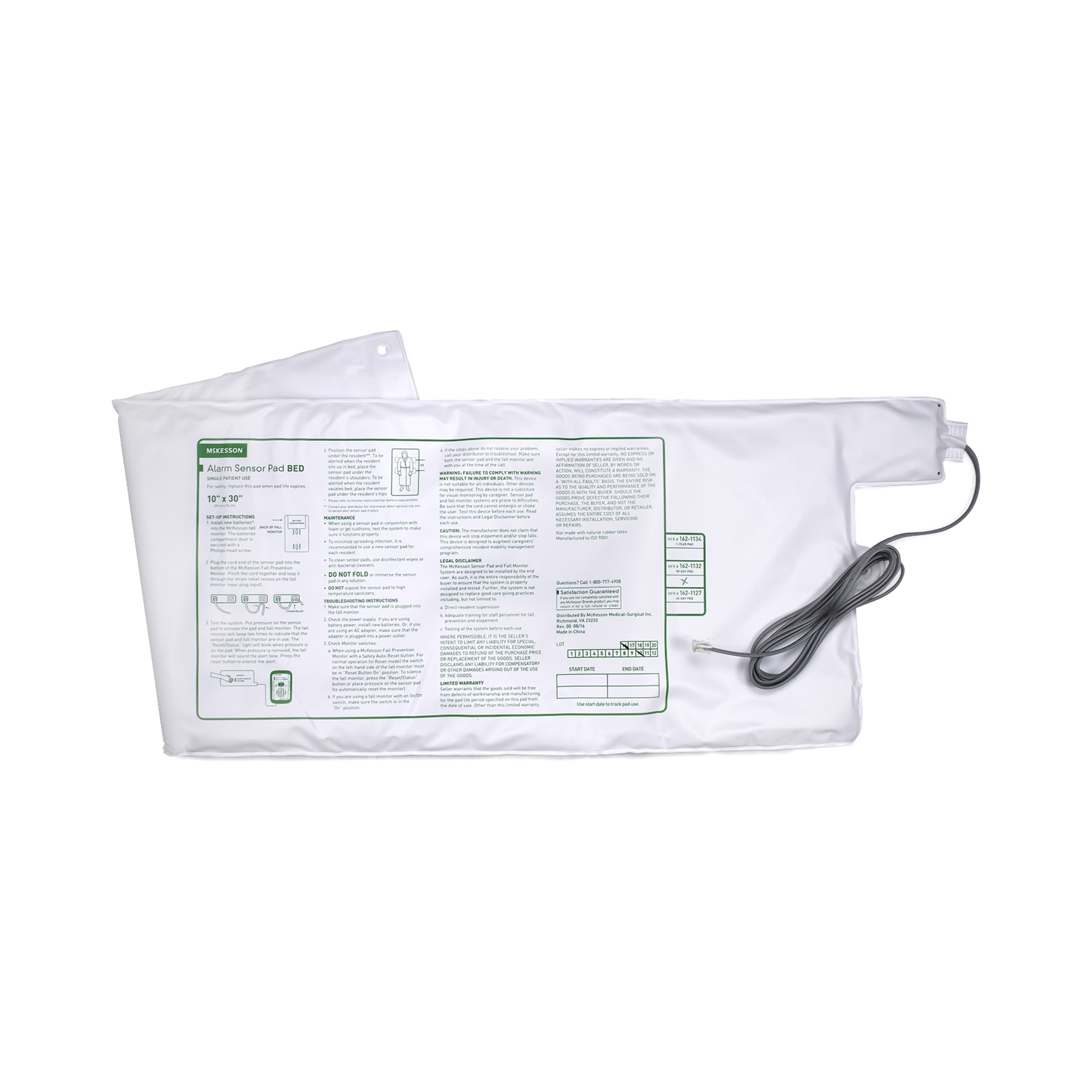 McKesson Bed Sensor Pad 10 x 30″ 1 Each 162-1132