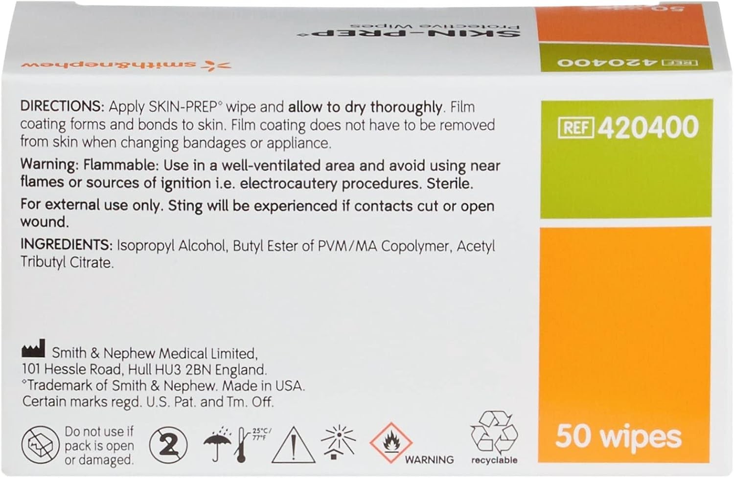 50 Count Skin Prep Wipes – Gentle, Sterile, No-Sting for Sensitive Skin Areas