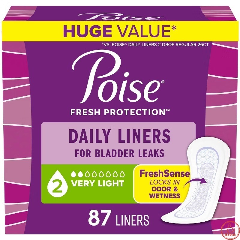 Daily Incontinence Liners – Regular – 2 Drop Very Light – 87ct