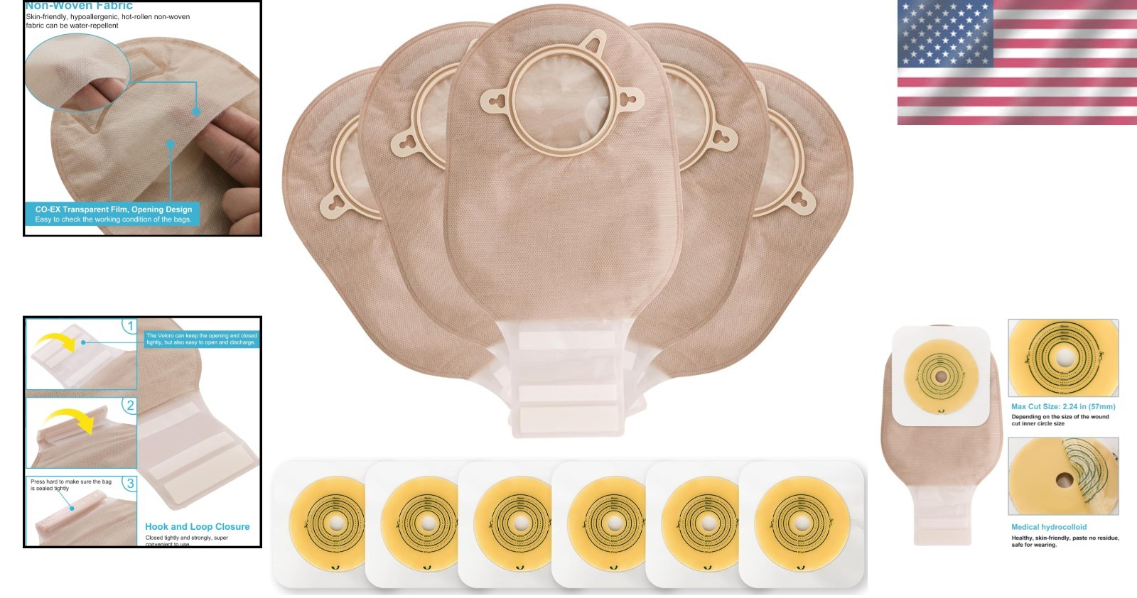 21 PCS Two-Piece Ostomy Pouches with Activated Carbon Filter for Freshness