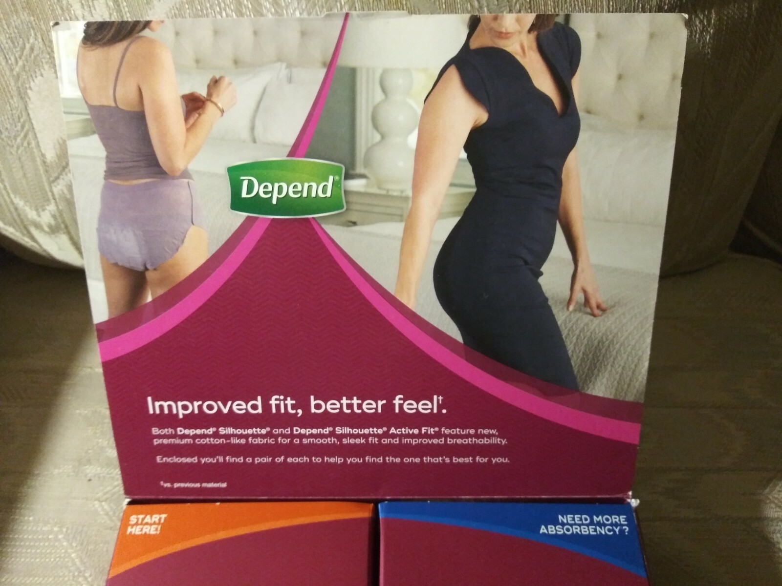 Depend Silhouette S/M 2 Pack Sample Active Fit & Maximum Absorbency Pull Ups…
