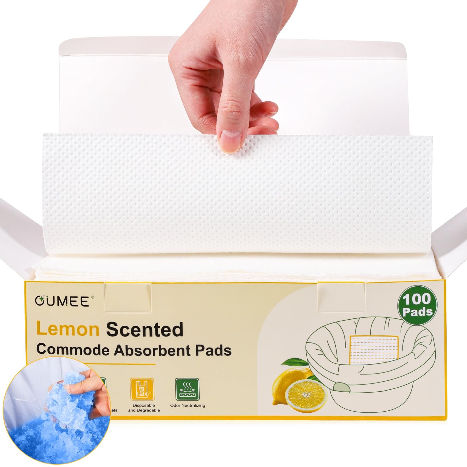 Lemon Scented Absorbent Commode Pads Bedside Bucket Portable Toilet 100 PCS