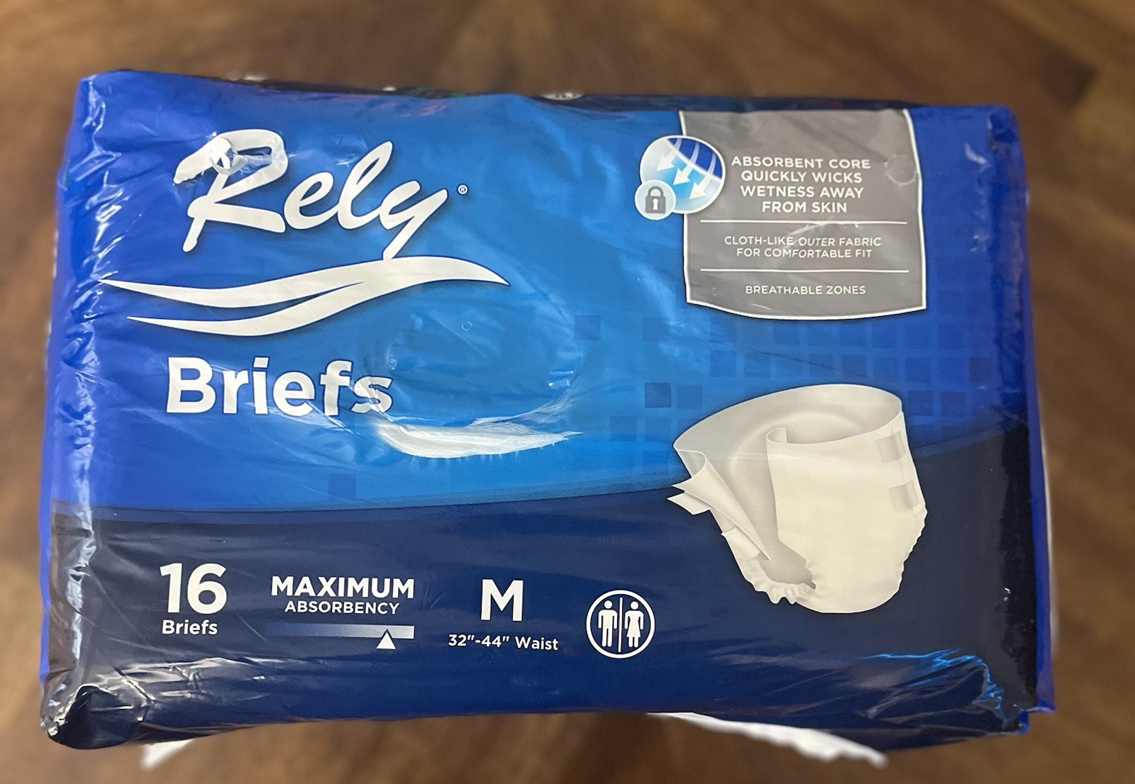 Rely Incontinence Briefs Maximum Underwear 16 Pack Medium Size 32″ To 44″ Waist