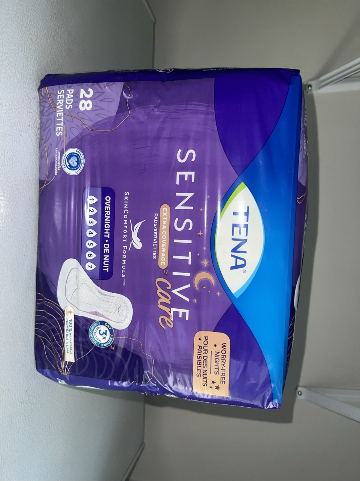 Tena Sensitive Care Overnight Pads, Extra Coverage, 28 Count