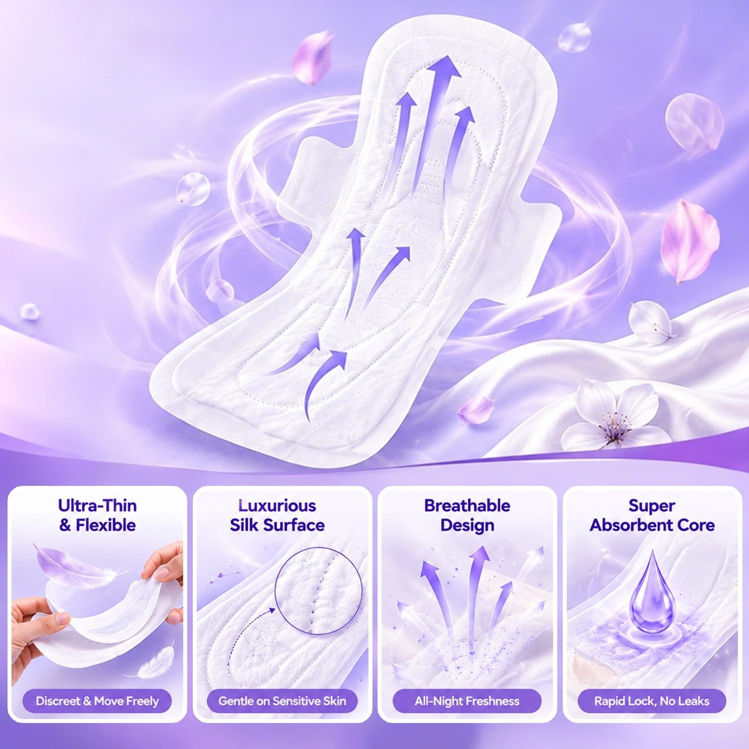 Modal Sanitary Pads for Women – Extra Heavy Absorbency Natural Silk Period Pads