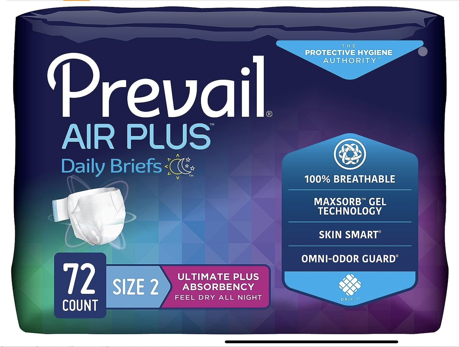 Prevail Air Daily Briefs, Size Large 18ct X 4
