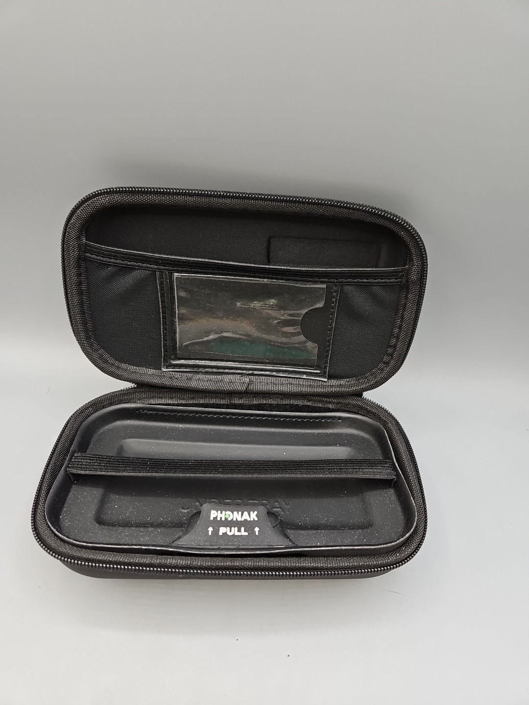 Phonak Hearing Aid Storage Gray Black Hard Soft Travel Clamshell Zip Case Only