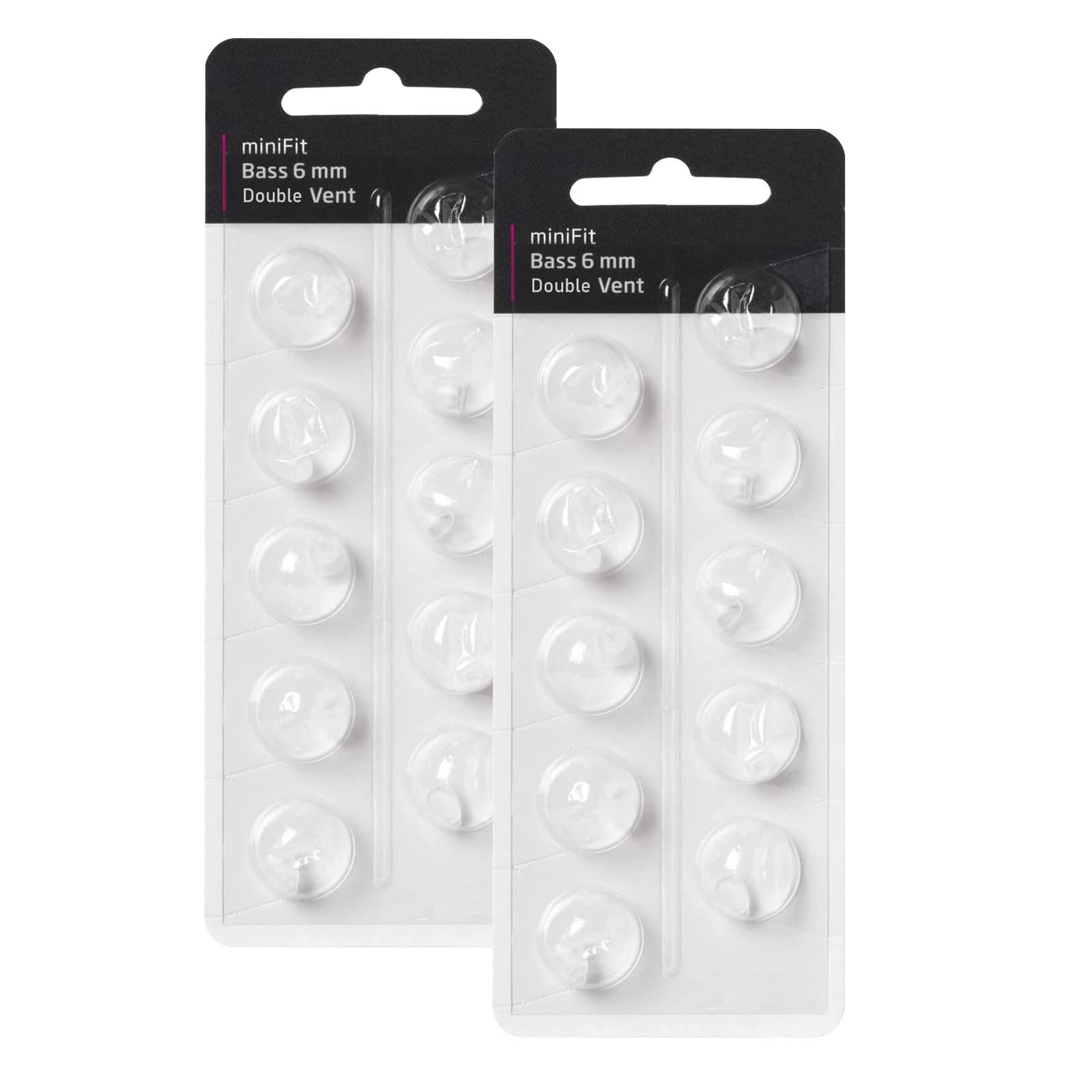 Hearing Aid Domes for Oticon Minifit Double Vent Bass Domes: 2 Packs (6Mm), Univ