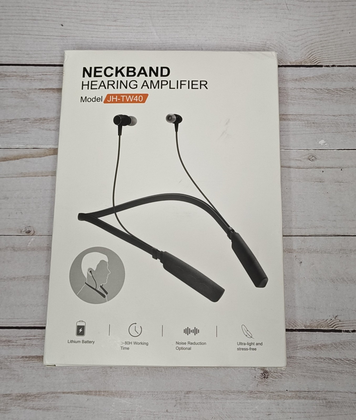 NEW Neckband Hearing Amplifier Model JH-TW40 Large Rechargeable