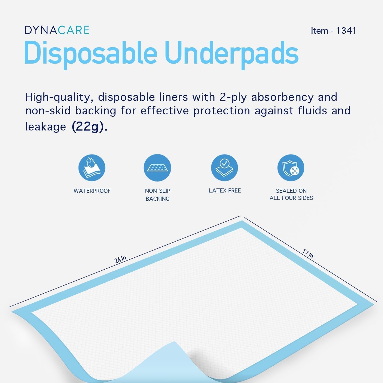 100 Count Disposable Bed Pads, 17″x24″, Highly Absorbent Incontinence Protection