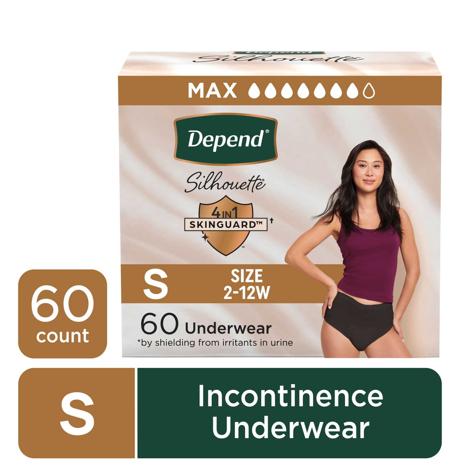 Depend Silhouette Women’s Incontinence & Postpartum Bladder Leak Underwear, S