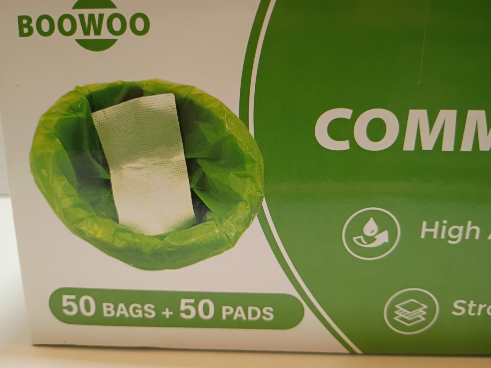 BOOWOO Bedside Commode Liners 50 Bags 50 Pads Scented Disposable