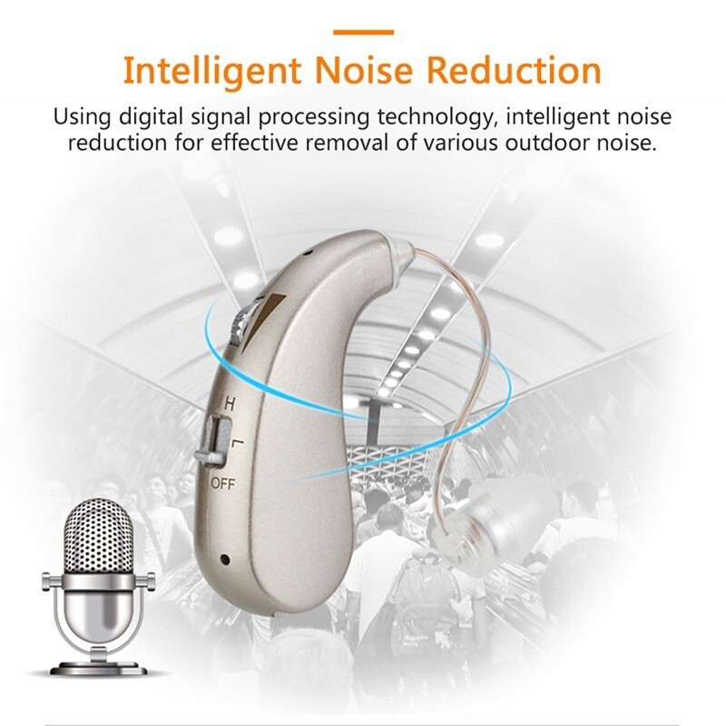 Digital Rechargeable Hearing Aid Noise Cancelling Behind-the-Ear Sound Amplifier