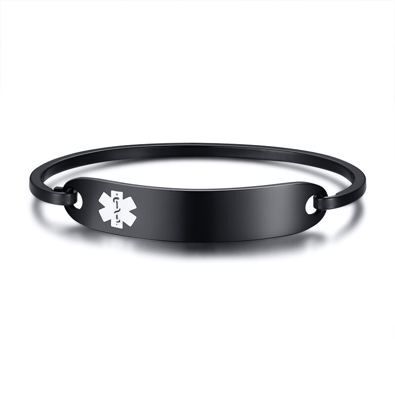 Customized Medical Bracelet Emergency Laser Engraved Men Women Alert ID Bangle