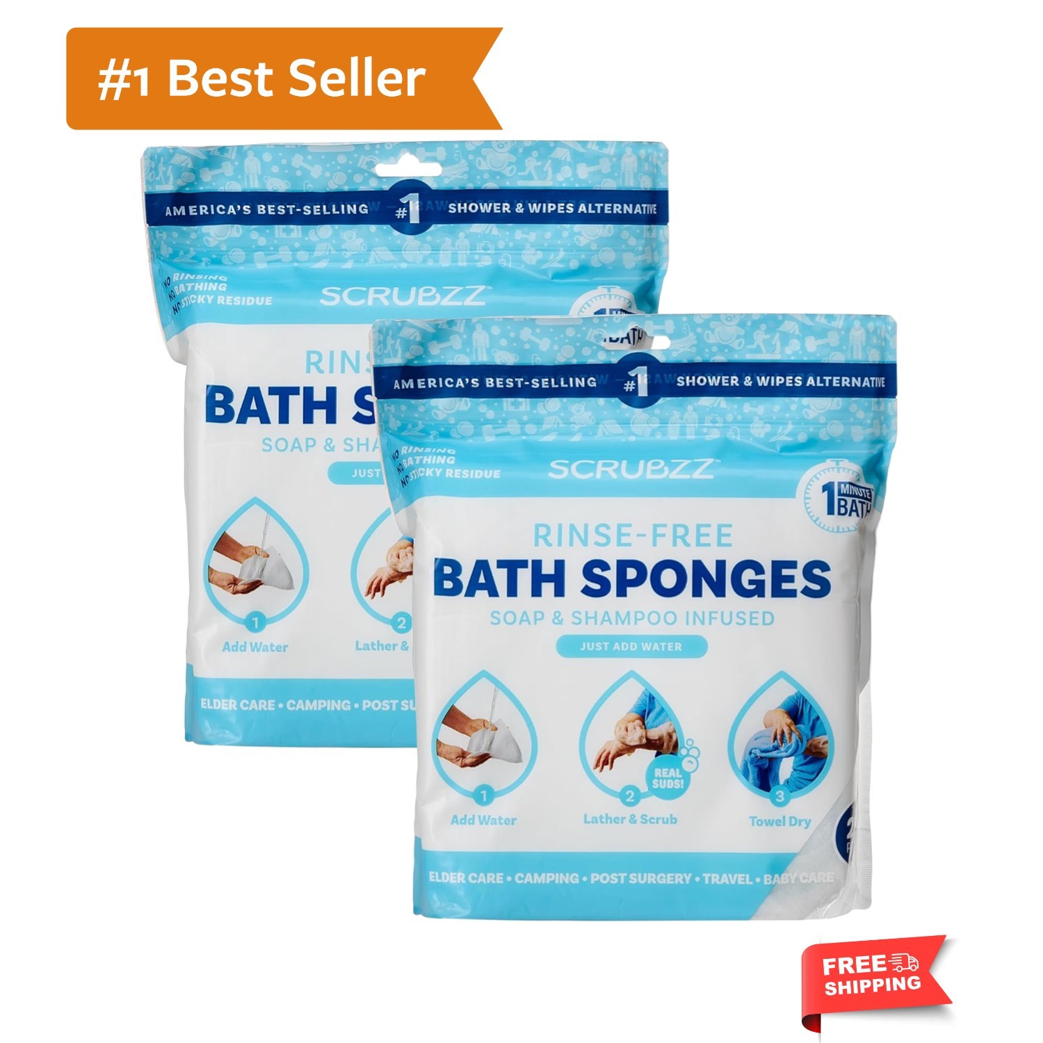 Disposable Unscented Shower Wipes – Rinse-Free & Gentle Cleansing Solution