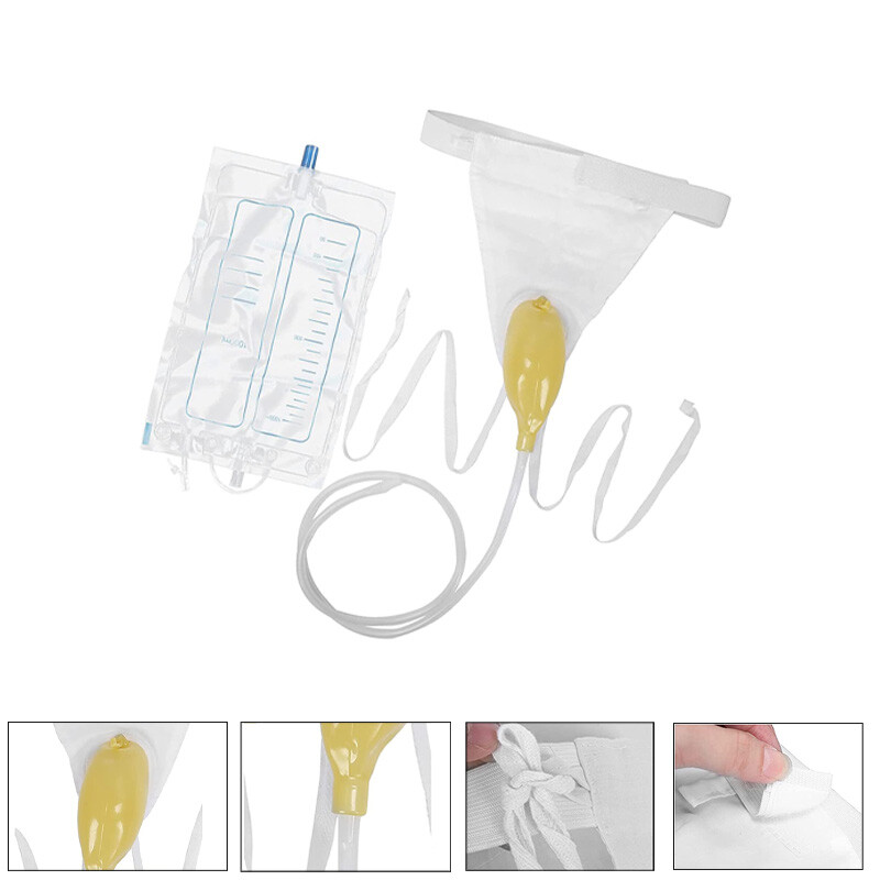 Men Incontinence Urine Silicone Leg Bag Urine Collector With Catheter – Bed rest