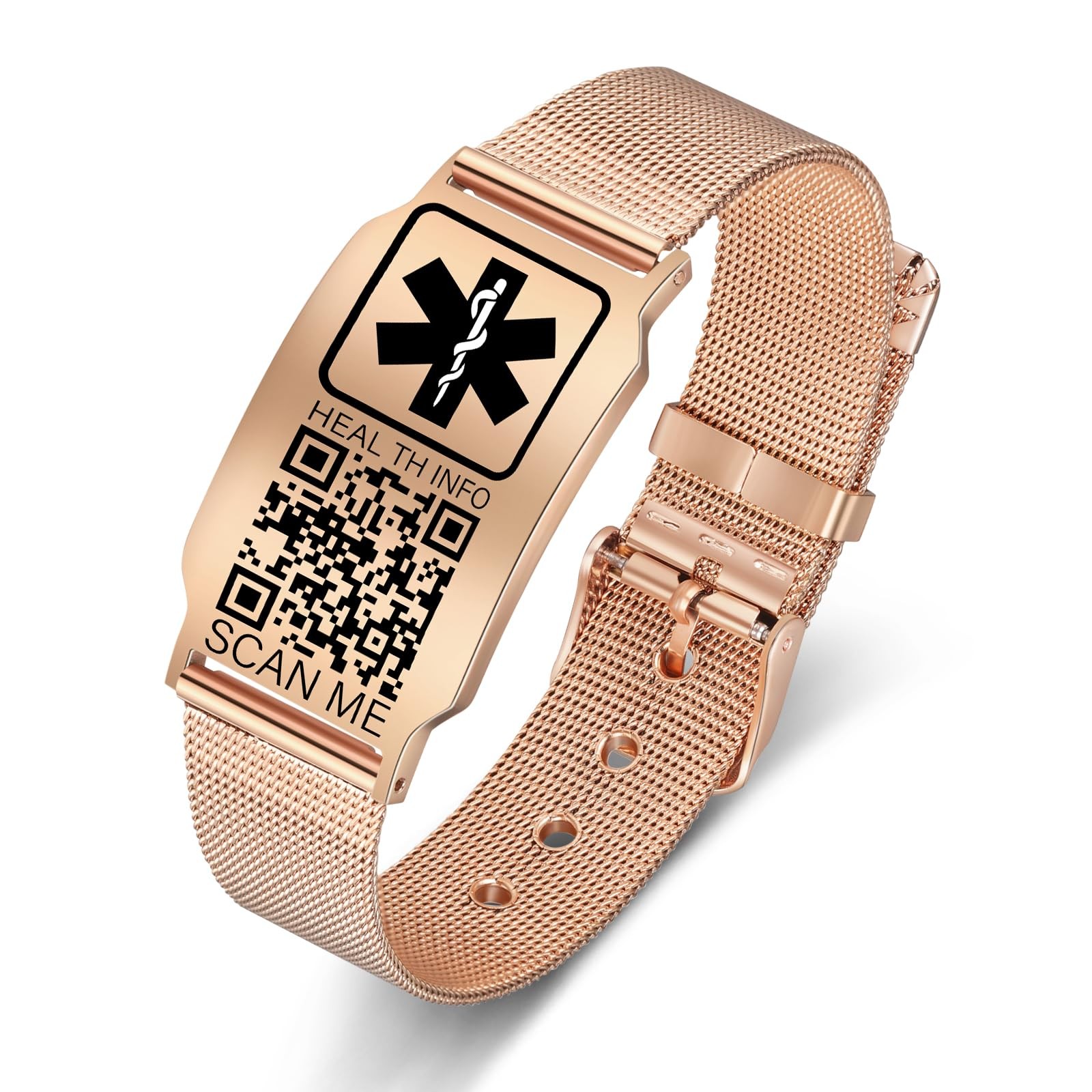 TheLuckyTag Medical Alert ID Bracelets w/QR Code for Men & Women – Titanium
