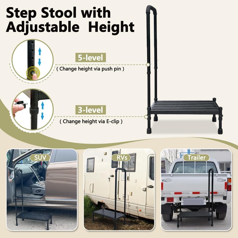 Medical Step Stool with Handle SUV Car Elderly Handicap Steps for RV Mobile H…