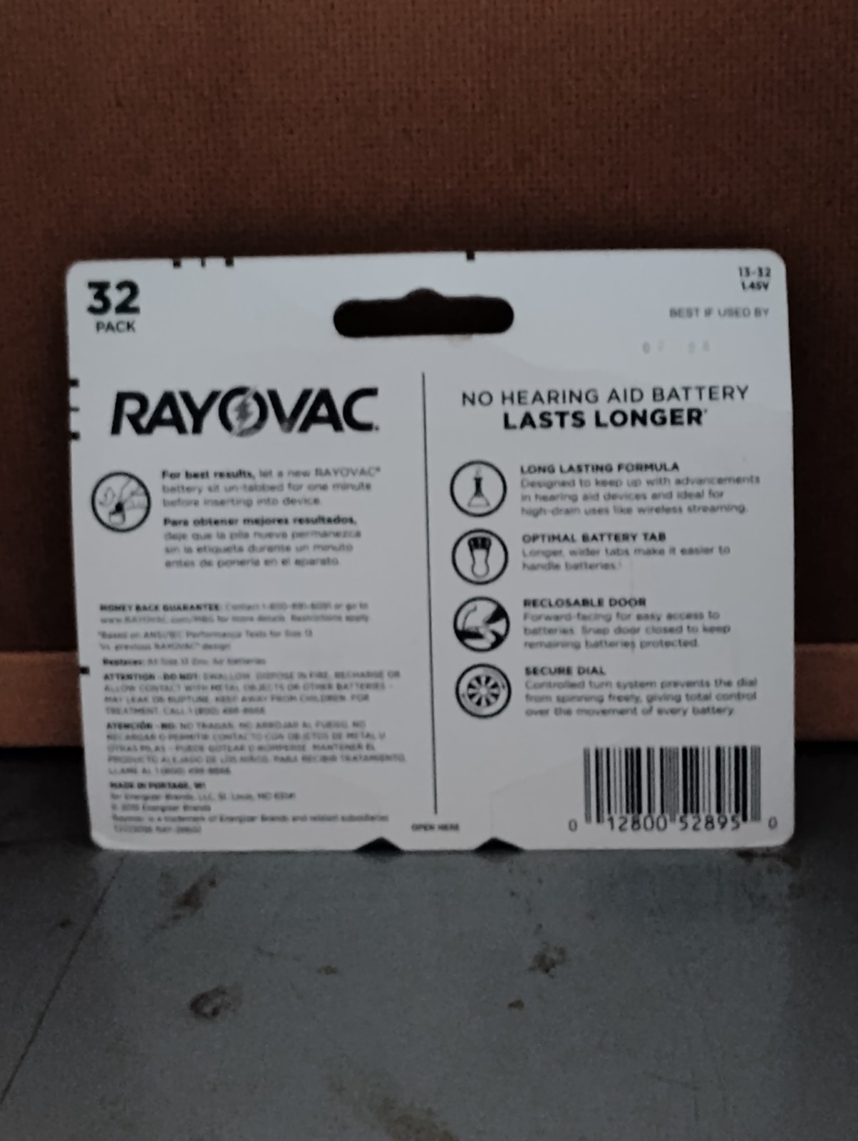 (BB 02/26) Rayovac Hearing Aid Batteries size 13 – 32 Pack