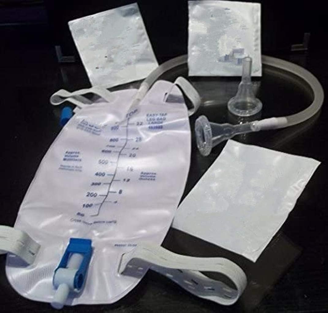 Incontinence Kit for Men: 7 Self-Sealing Catheters & 1000ml Travel-Ready Leg Bag