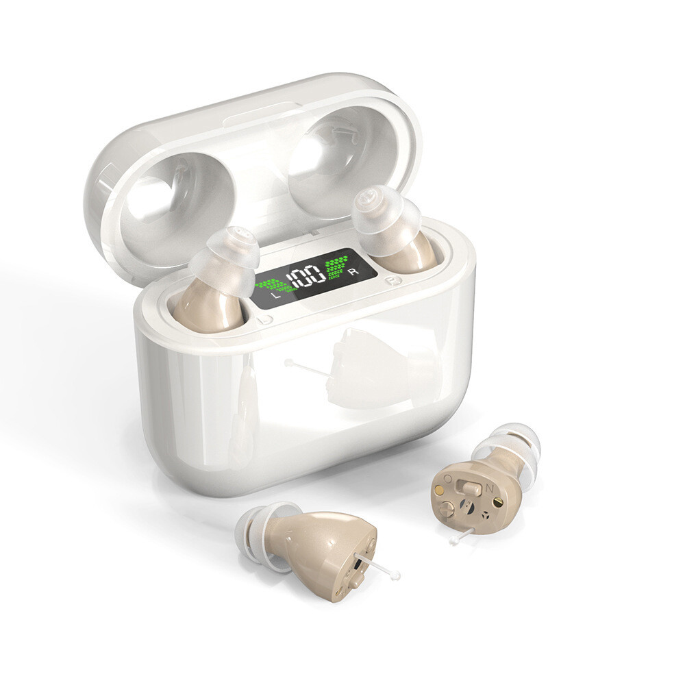 NEW 1 Pair Digital Rechargeable CIC Hearing Aids For Seniors & Adults