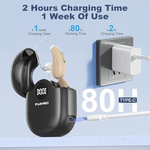 Flaygo Hearing Aids for Seniors OTC Beige Noise Reduction