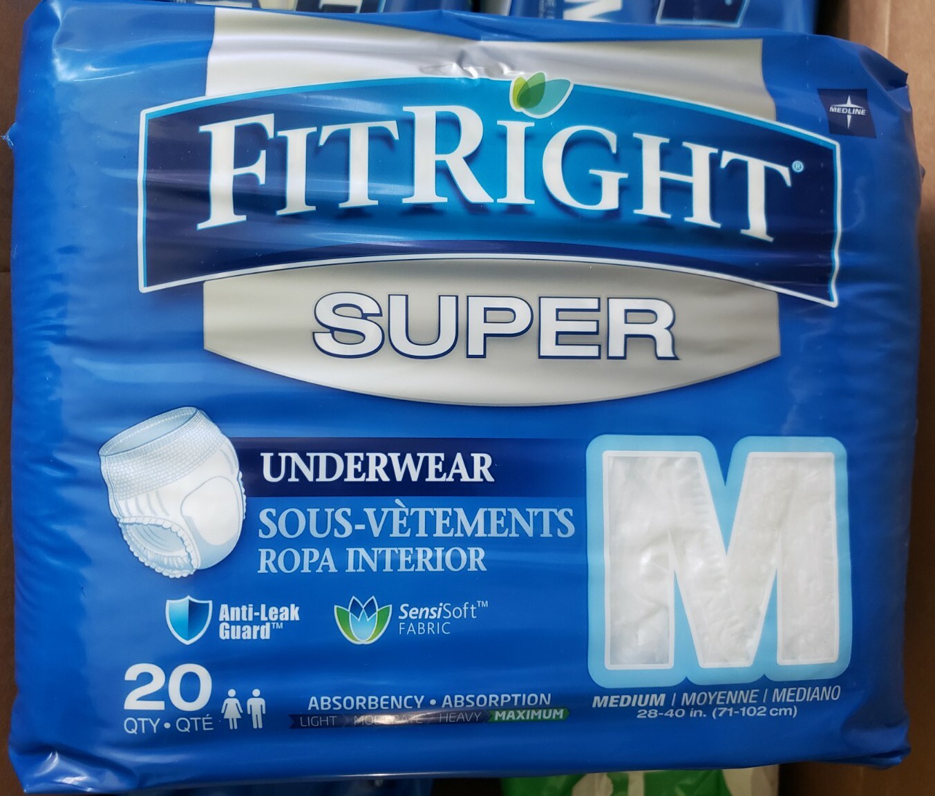FitRight Super Adult Underwear (Med 28-40 in) Max Absorbency 80pk + 20 qty 100