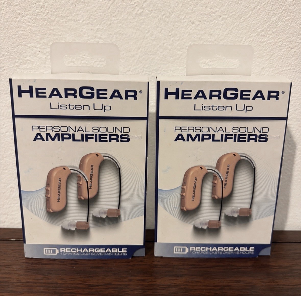 2-Sets HearGear Listen Up Personal Sound Amplifiers Rechargeable