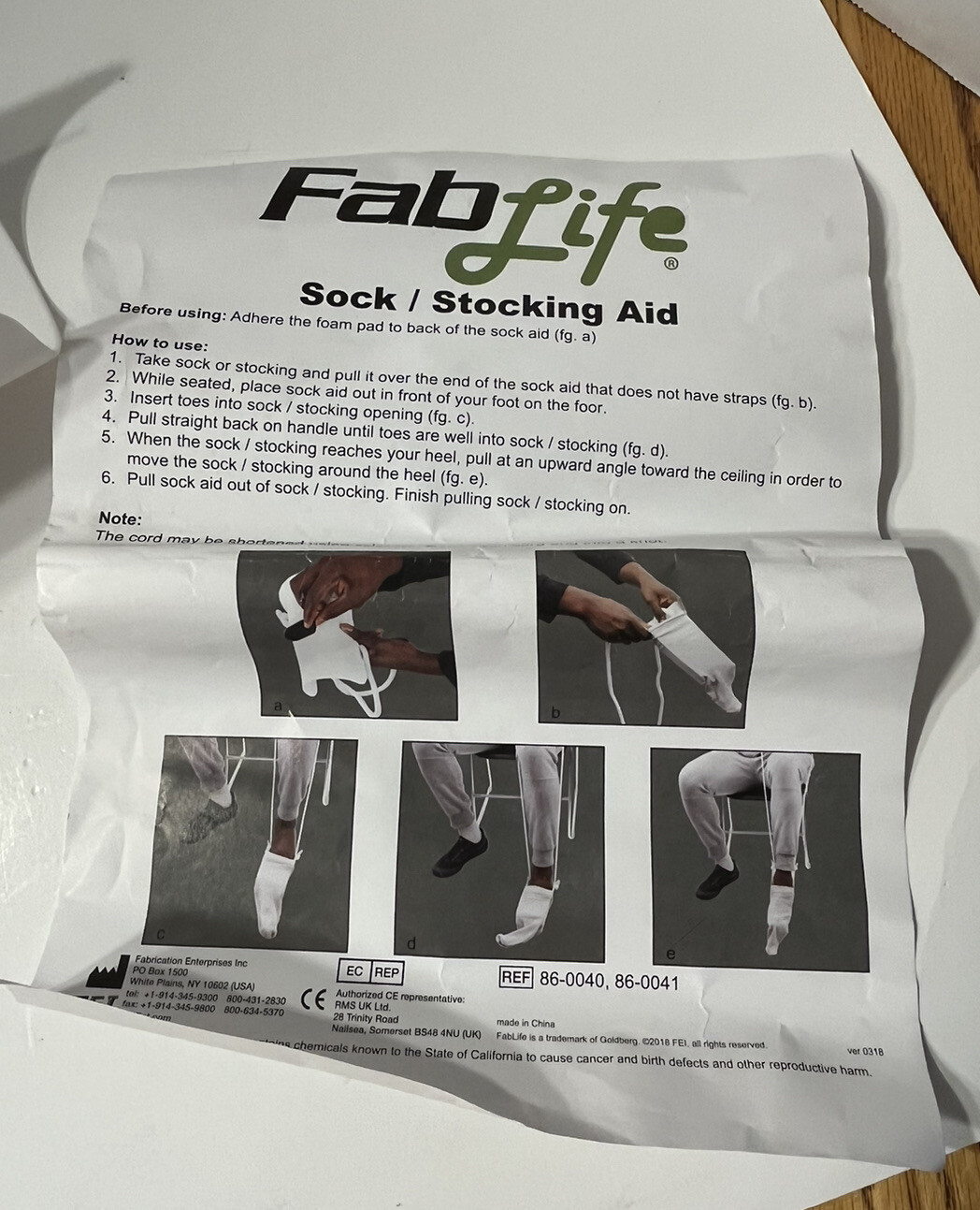 FabLife Deluxe Formed Sock Aid 86-0041 Two Handels New in Open Package