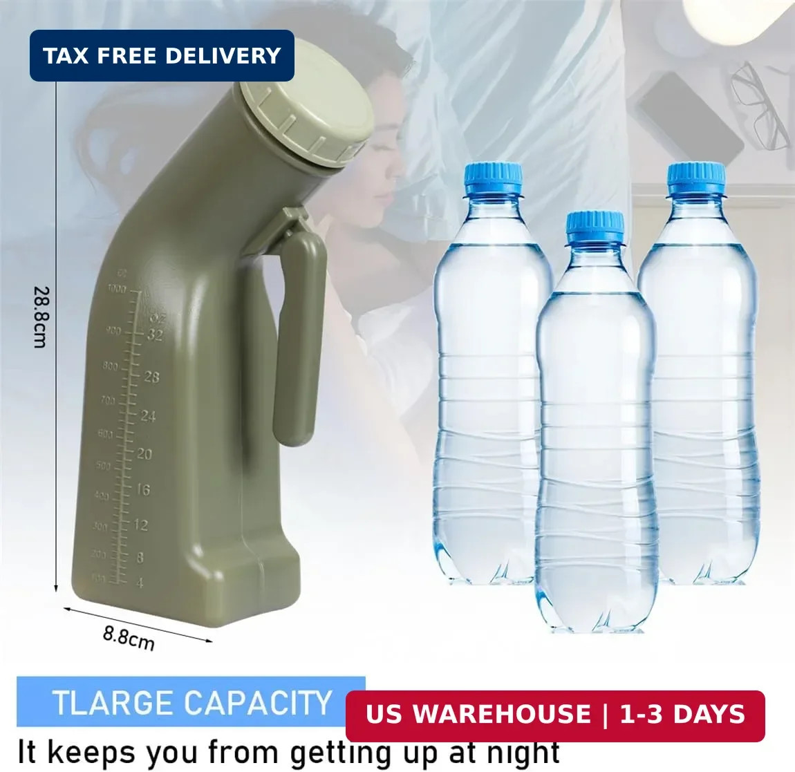 Urinals for Men Male Urinal Bottle Spill Proof with Screw Cap Lid Plastic Pee Bo