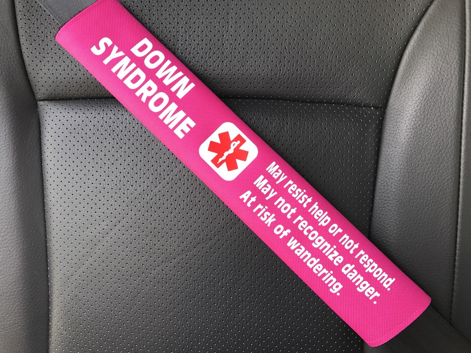 Down Syndrome Medical Alert Seat Belt Cover Special Needs