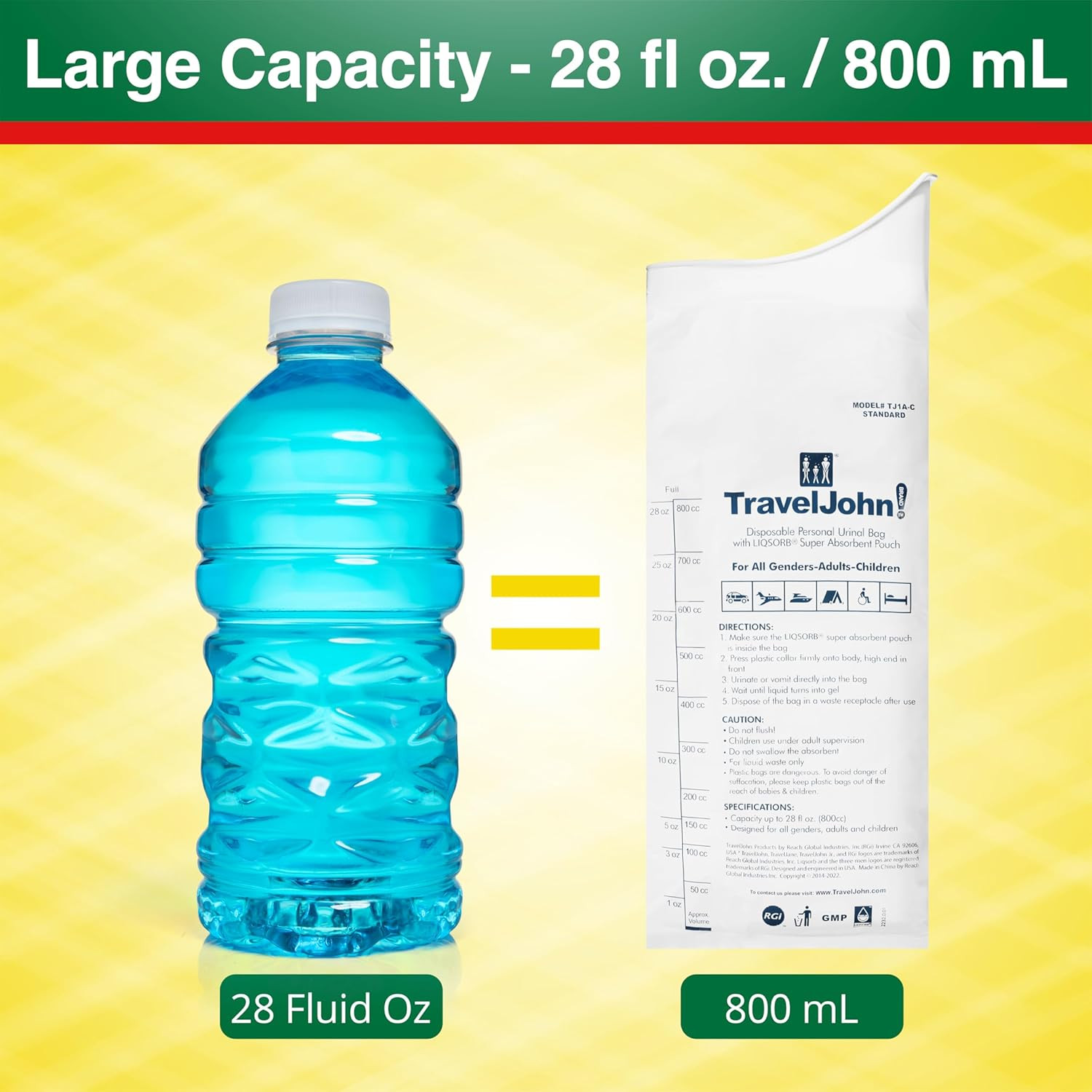 Disposable Urinal Bags – Road Trip Essentials for Men, Women & Kids – Odorless L