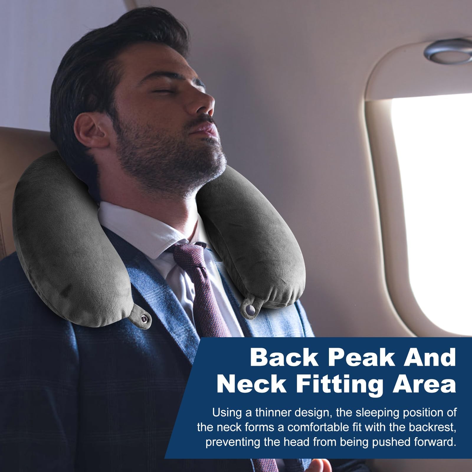 GDEOUP Travel Pillow 100% Pure Comfortable U Shape Memory Foam 30x30cm, Grey