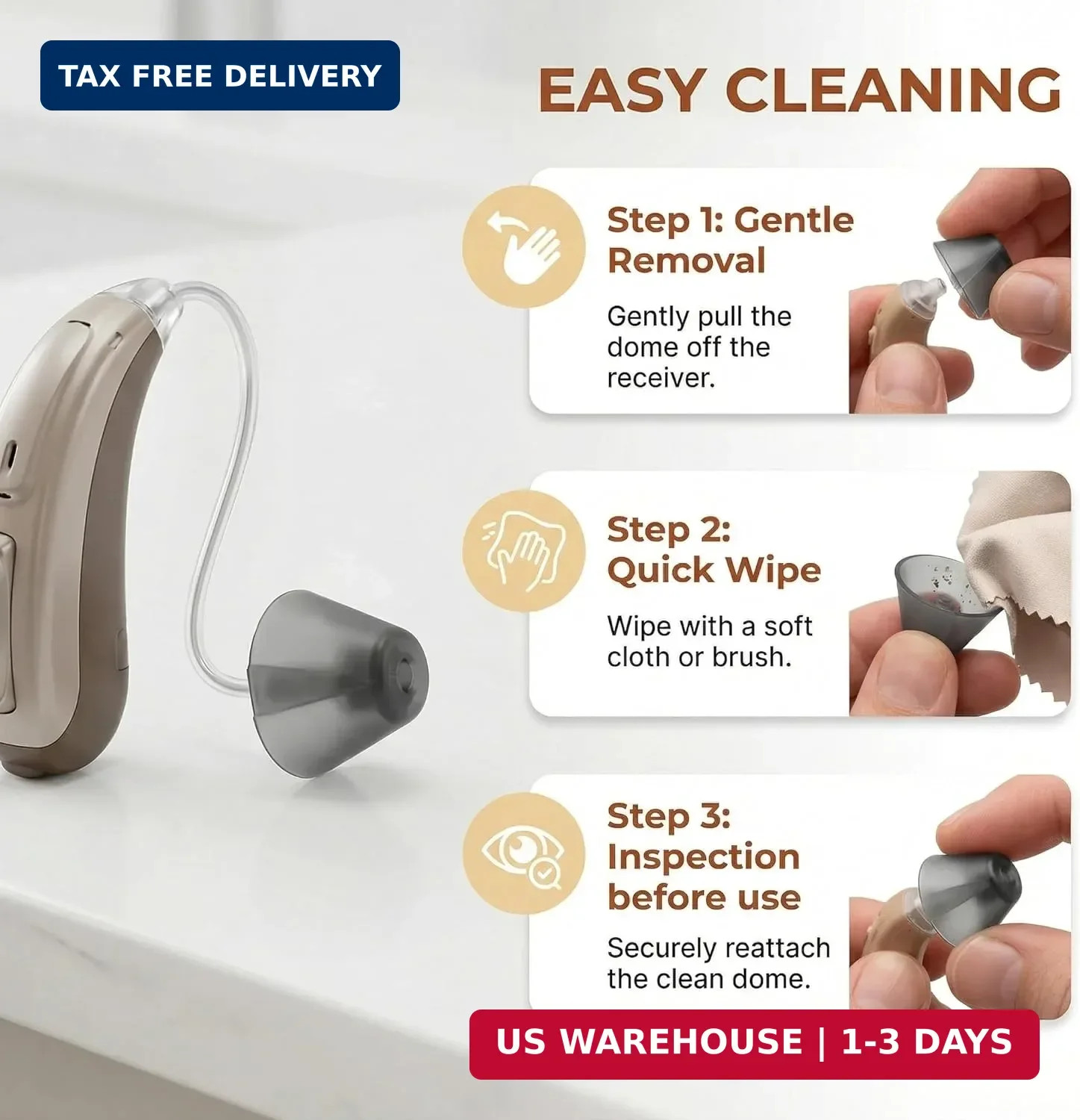 10 Counts Hearing Aid Ear Tips Replacement Fit Standard Receiver Tulip Domes Dar