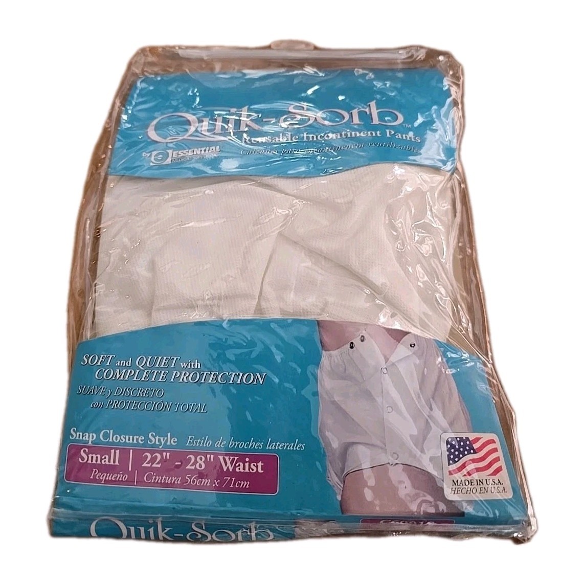 NEW VTG Quik-Sorb Snap Closure Reusable Incontinent Undergarment Pants Sz Small