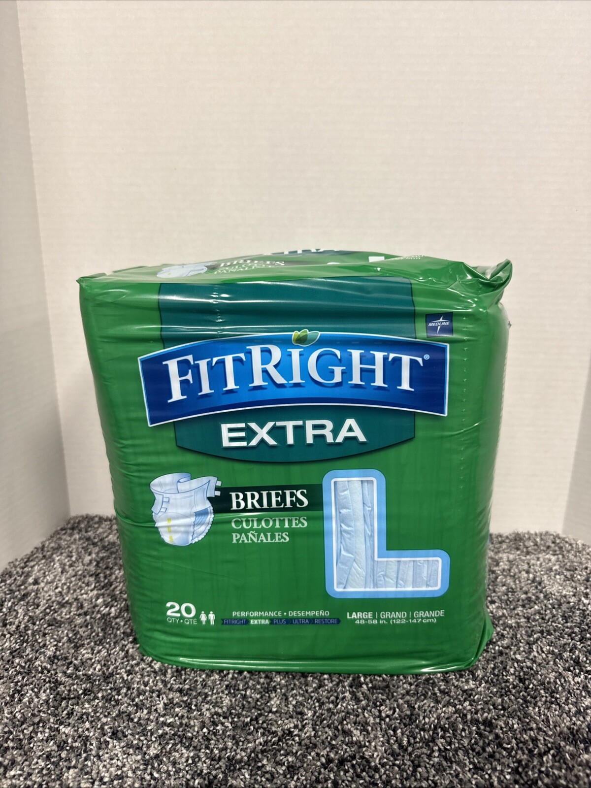 L Adult Underwear 48” – 58” FitRight Extra Briefs Diapers 20PK~Brand New~
