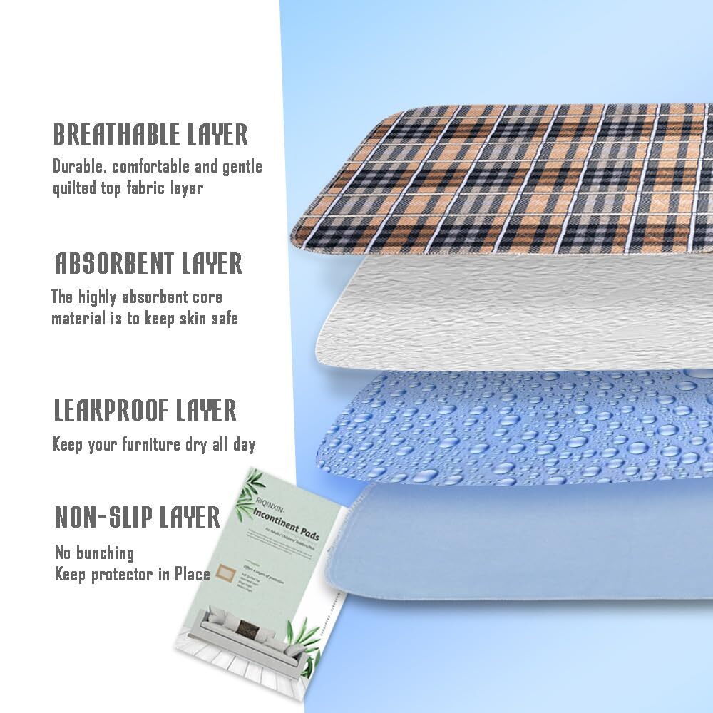 Washable Absorbent Incontinence Chair Pads Reusable Seat Protector Pads for A…