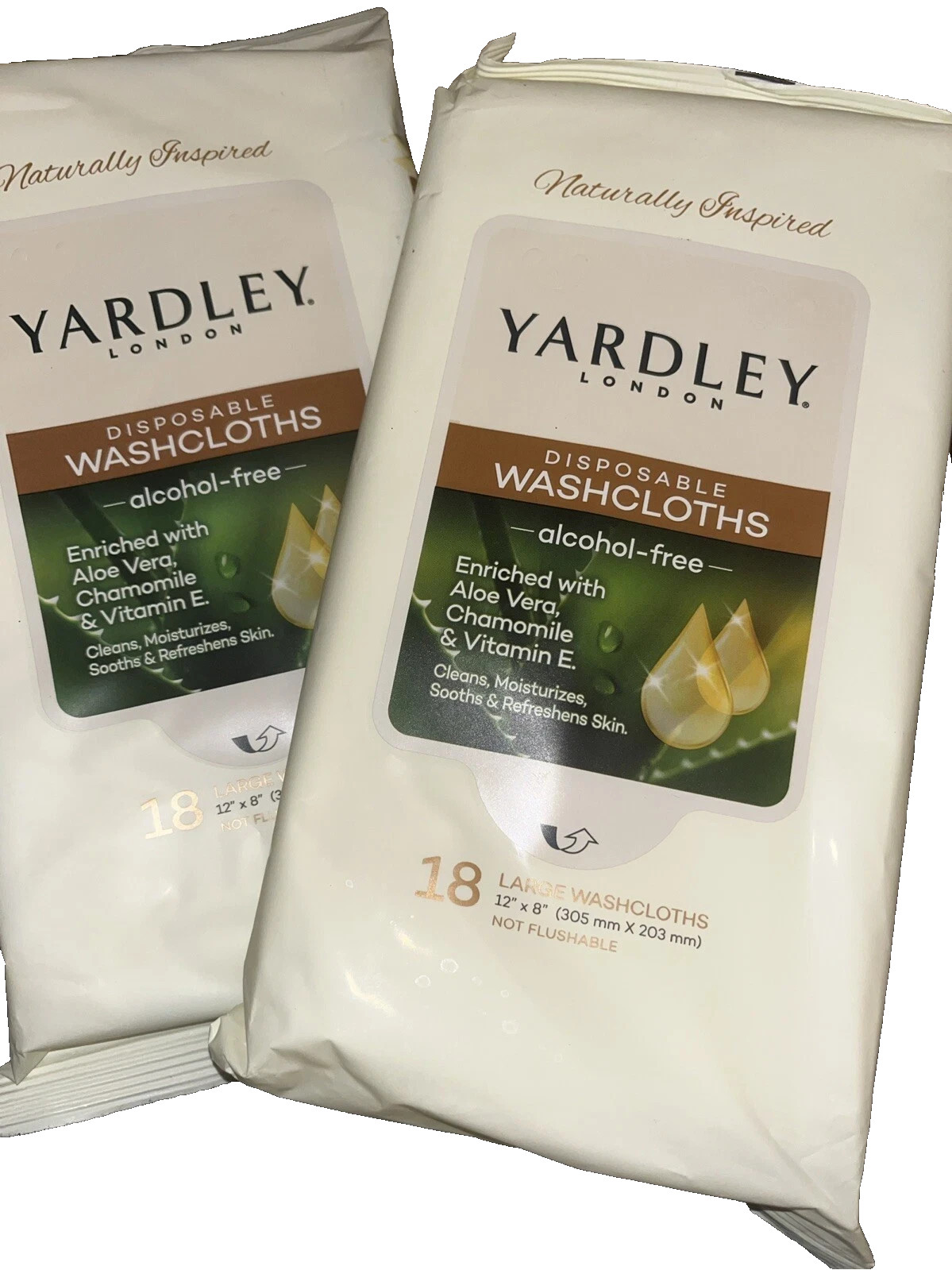 2-pack YARDLEY LONDON Disposable Washcloths 18ct each NEW (36 Cloths Total)