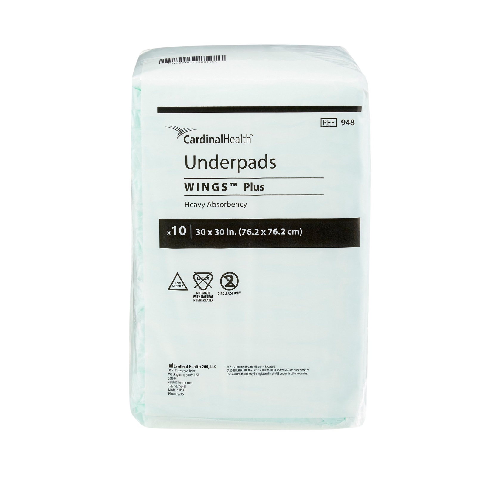 Cardinal Health Underpads Wings Plus 30″ x 30″ CA of 100