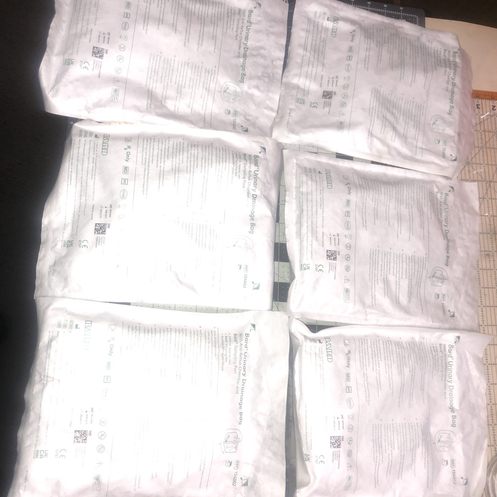 Lot Of 12 Urinary Drainage Bags W/Safety Outlet 2,000 ml FACTORY SEALED 154002