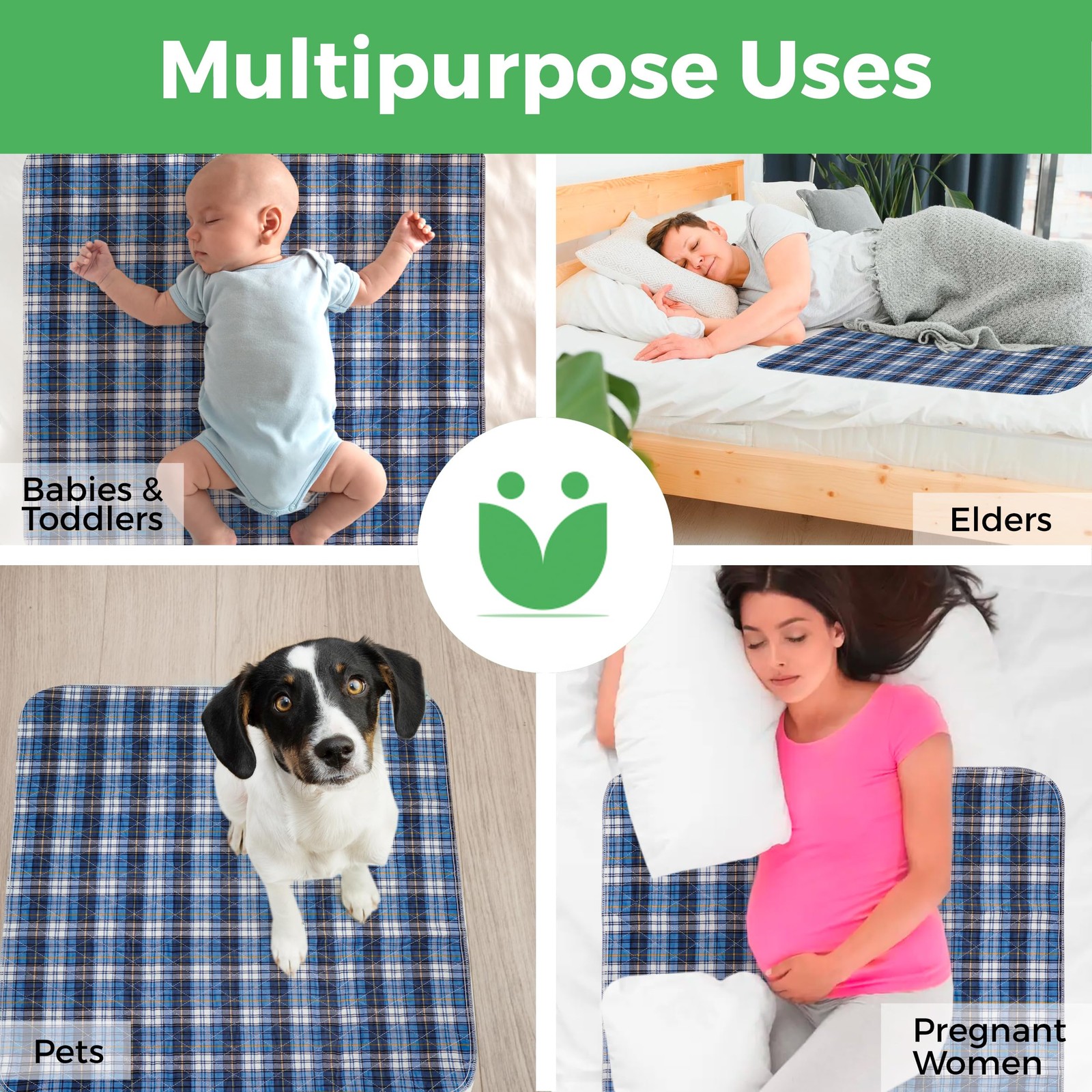 Bed Pads Washable Waterproof, Incontinence Bed Pads for Women and Men, Reusab…