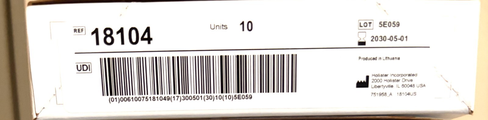 Hollister 18104 Drainable 12″L 2pc Colostomy Pouch 2.75″ Flange 10 Ct Exp. 5/30