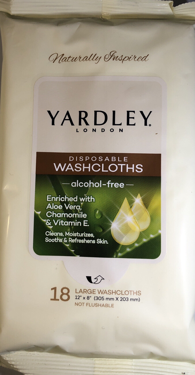 Adult Disposable Washcloths By Yardley London Pk Of 18 Large 12” x 8”-NEW-SHIP24