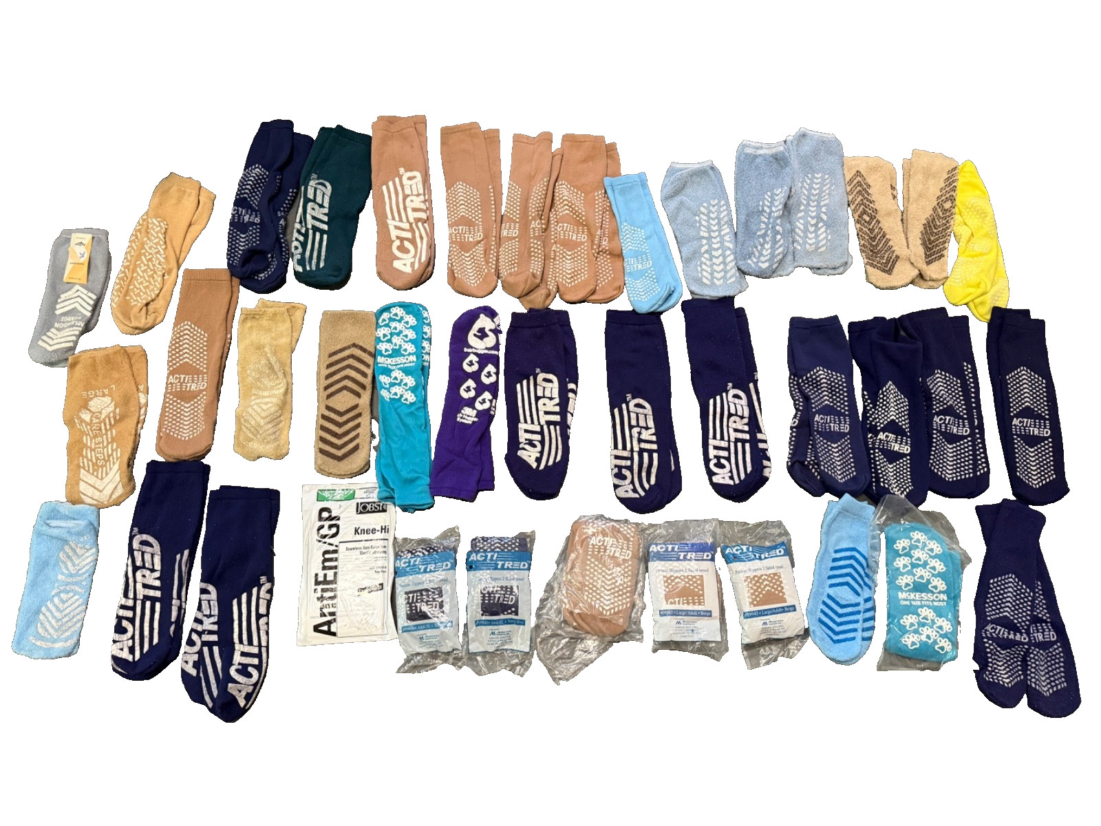 (40) Pairs Acti-Tred Patient Slippers No-Slip Socks FREE SHIPPING!