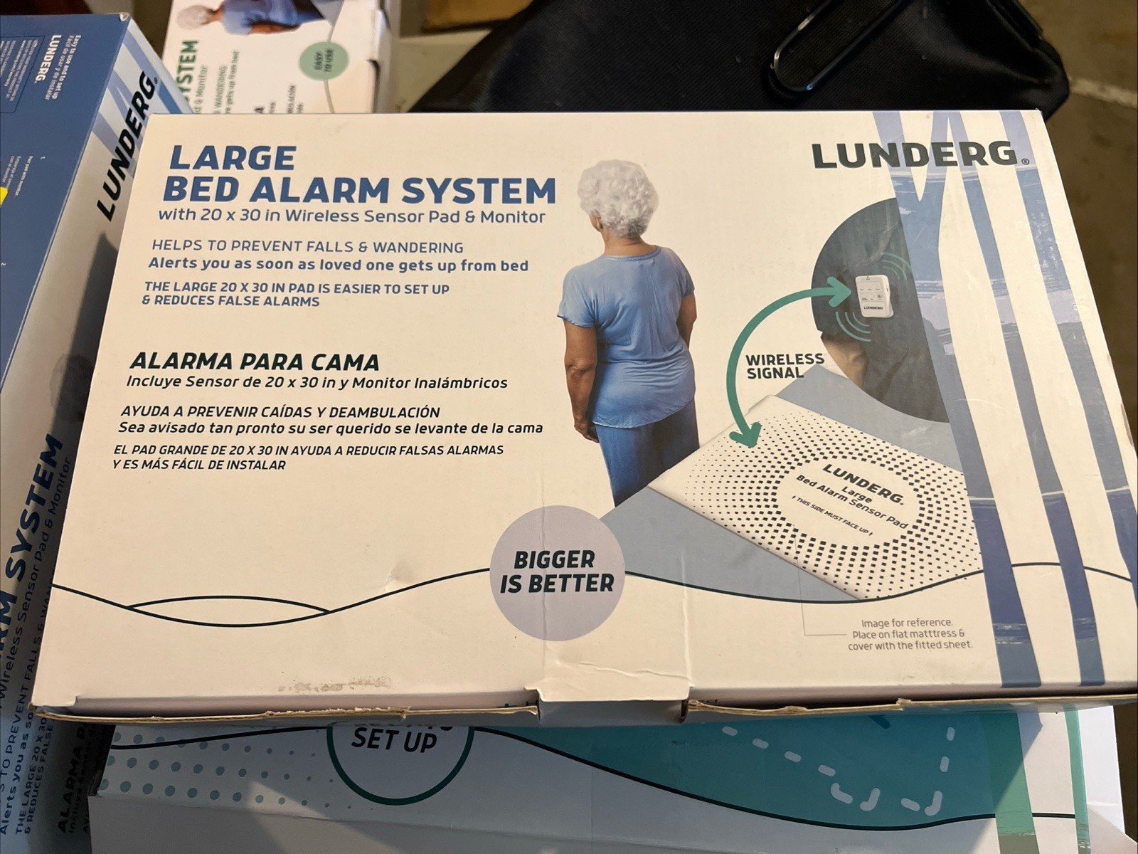 Lunderg LARGE Bed Alarm for Elderly Adults – Wireless Sensor Pad 20” x 30”