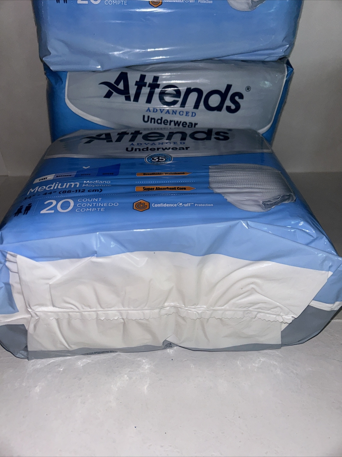 Lot 3 Attends Advanced Underwear Ultimate Absorbency Adult Medium 20 ct ea