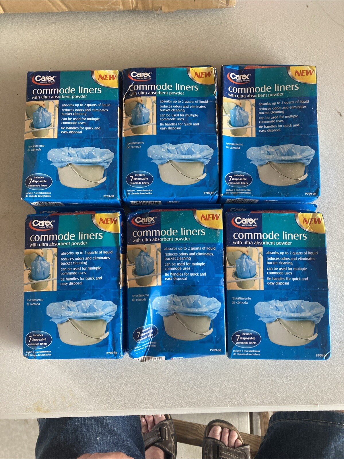6 Boxes Carex Commode Liners (6 x 7 = 42 Liners) Holds 2 Quarts of Liquid